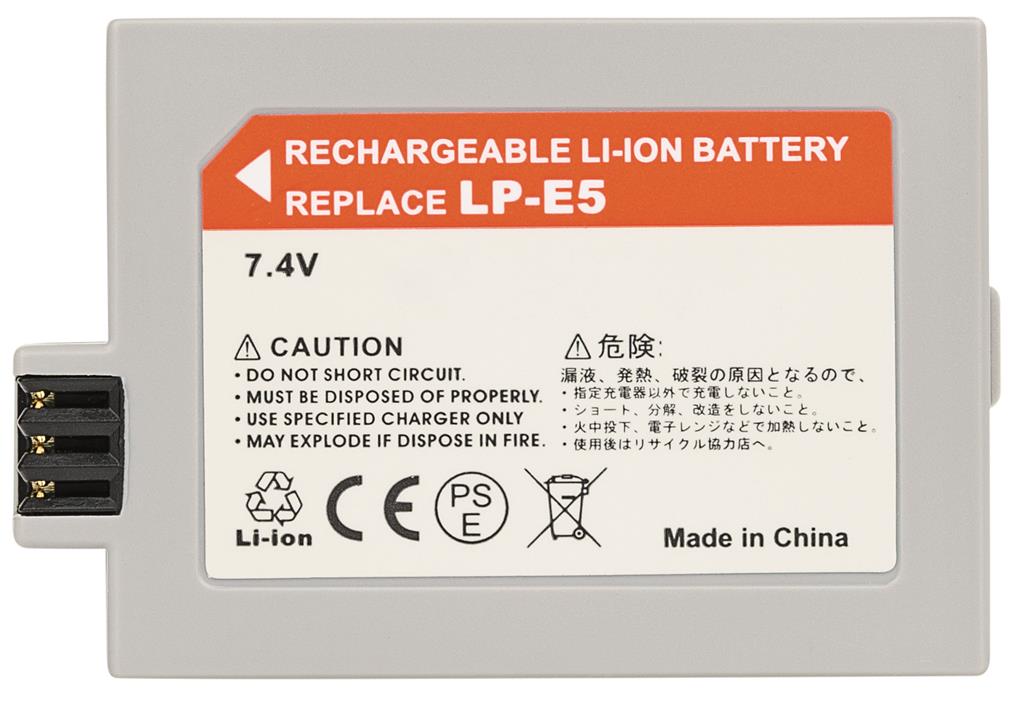 Repl.Li-Ion Batt.  Canon LP-E5 (800mAh, 7.4V)